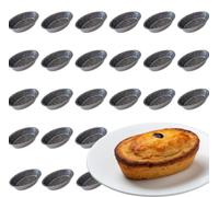 Lot de 24 moules ovales en aluminium antiadhésif – Parfait pour les "pasticciotto leccese" (10,5 x 7 cm)