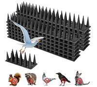 Lot de 24 pics de 8 m pour oiseaux, écureuil, raton laveur, chat, renard, pigeon, intrus, clôture, mur, jardin, sécurité, anti-escalade, pour toits extérieurs et fenêtres (noir)