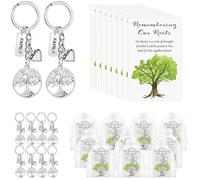 Lot de 24 Porte clés Arbre de Vie avec Cartes et Sachets, Cadeau de Réunion Familiale, Cadeau de Nouvelle Maison COFFRET THEMATIQUE