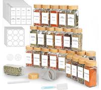 Lot de 24 pots à herbes aromatiques avec cache en bambou et étiquettes - Kit complet comprenant un bac et un outil de nettoyage