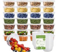 Lot de 24 pots en plastique hermétiques avec couvercle, 236 ml, adaptés au micro-ondes, pour sauces et trempettes