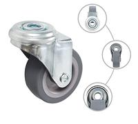 Lot de 24 roulettes pivotantes avec trou de boulon de 50 mm TPR et fer galvanisé, capacité de charge maximale de 35 kg, pour chariot élévateur, diable, chariot à plateforme, idéal pour atelier