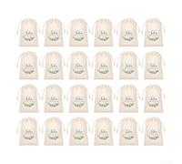 Lot de 24 sacs à cordon en lin avec cordon de serrage et ficelle pour fête de mariage, anniversaire, Noël, petites collations et bonbons Blanc 10 x 15 cm