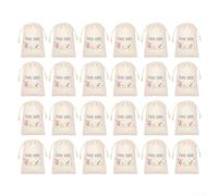 Lot de 24 sacs à cordon en lin avec cordon de serrage et ficelle pour fête de mariage, anniversaire, Noël, petites collations et bonbons Blanc 10 x 15 cm
