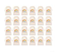 Lot de 24 sacs à cordon en lin avec cordon de serrage et ficelle pour fête de mariage, anniversaire, Noël, petites collations et bonbons - Blanc - 10 x 15 cm