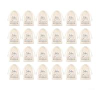 Lot de 24 sacs à cordon en lin avec cordon de serrage et ficelle pour fête de mariage, anniversaire, Noël, petites collations et bonbons (A)
