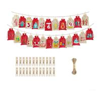 Lot de 24 sacs en lin réutilisables pour le compte à rebours de Noël 24 | Tissu en lin durable, lavable et réduit les déchets, réutilisation annuelle, solution de vacances rentable