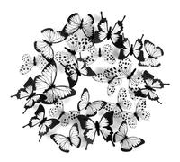 Lot de 24 Stickers Muraux Papillons 3D, Noir et Blanc Autocollants Muraux Papillons Art Amovibles Autocollants Muraux pour l'Artisanat la Maison la Chambre le Bricolage la Décoration