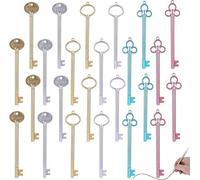 Lot de 24 stylos à bille gel en forme de clé (0-38 mm) de style rétro – 6 modèles différents, encre noire, stylos à bille, forme de clé, papeterie.