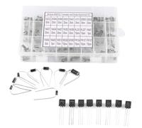 Lot de 24 transistors redresseurs diodes avec boîte en plastique 2N2222 2N3904 2N3906 2N5551 SR260 1N4001 1N4007 1N5401 1N5004 1N5392 FR104