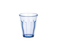 Lot de 24 verres avec un bord rond en haut JIN 42cl, pour jus, thé ou de l′eau à verre transparent bleu - Dimension: 9,5 x 11,5 cm G
