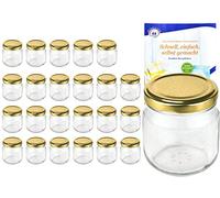 Lot de 24 verres Rond 212 ml Basse Couvercle Doré to 66 avec diamant gelier magique recettes, pots de confiture, Verres, bocaux, verres