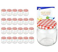 Lot de 24 verres Rond Couvercle 212 ml Basse Couleur Rouge Blanc à carreaux To 66 + Diamant gelier magique recettes, pots de confiture, Verres, bocaux, verres