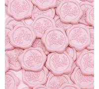 Lot de 25 autocollants en cire rose pour enveloppes - Idéal pour mariage, invitation, cadeaux d'anniversaire, cartes de vœux, décoration d'enveloppe