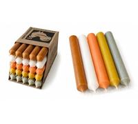 Lot de 25 bougies à tige - Colorées dans la masse et anti-goutte - 2,2 cm de diamètre, 18 cm de long - Fabriquées en Allemagne - Mélange de bougies de qualité supérieure en ivoire, ocre, curry, sauge