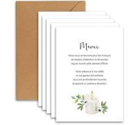 Lot de 25 cartes de condoléances + 25 enveloppes blanches - Cartes de remerciement pour deuil - Condoléances Lot de 25