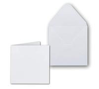 Lot de 25 cartes pliantes carrées avec enveloppes 14 x 14 cm vierges en blanc brillant - Idéal pour personnaliser et créer