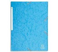 Lot de 25 chemises 3 rabats et élastique monobloc , carte lustrée 5/10e azur, élastique fixé devant G