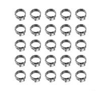 Lot de 25 colliers de serrage simples en acier inoxydable 304 | Anneaux de serrage pour tuyau de diamètre 5,3 à 16,6 mm, résistant à la rouille, pour travaux de plomberie et projets de