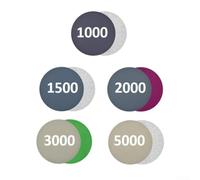 Lot de 25 disques abrasifs humides/secs de 125 mm en carbure de silicium pour ponceuse orbitale/DA et meuleuse d'angle - Grain 1000/1500/2000/3000/5000