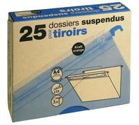 Lot de 25 dossiers suspendus pour tiroir fond v - Format A4 - Kraft orange - 42 cm x 34,5 cm x 9 cm