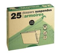 Lot De 25 Dossiers Suspendus Pour Tiroir Fond V - Format A4 - Kraft Orange - 42 Cm X 34.5 Cm X 9 Cm