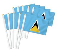 Lot de 25 drapeaux de Sainte-Lucie Handheld, décor tenu à la main, bannière de décoration à la main Saint Lucia