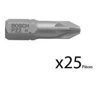 Lot de 25 embouts de vissage extra-dure pozidriv pz3 à queue 6 pans mâle 1/4' longueur 25 mm bosch 2607001564 G
