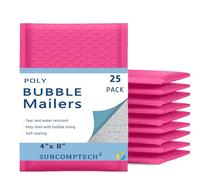 Lot de 25 enveloppes postales auto-adhésives imperméables à bulles pour envoi postal, 10,2 x 20,3 cm, enveloppes d'expédition à bulles, enveloppes à bulles, couleur en vrac #000 (rose, utilisable 10,2