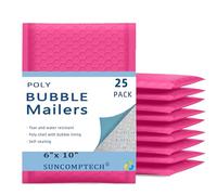 Lot de 25 enveloppes postales autocollantes imperméables à bulles pour envoi postal, 15,2 x 25,4 cm (rose, utilisables 15,2 x 22,9 cm, 25 pièces)
