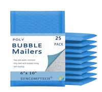 Lot de 25 enveloppes postales autocollantes imperméables à bulles pour envoi postal, couleur #0 (bleu clair, utilisable 15,2 x 22,9 cm, 25 pièces)