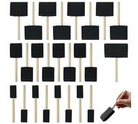 Lot de 25 pinceaux en mousse pour peinture acrylique - 4 tailles - Poignées en bois légères - Finition lisse pour travaux manuels, peinture, teinture, mod podge, meubles et projets de bricolage
