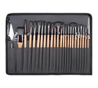 Lot de 25 pinceaux pour Peinture Acrylique, Poils Nylon pour Acrylique, Aquarelle, Huile et Gouache, avec étui Rouleau en Toile pour Le Transport, Manches en Bois Professionnels