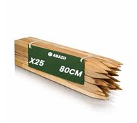 Lot de 25 piquets carrés en bois de hêtre et piquets en bois - Longueur : 80 cm - Idéal pour les poteaux de clôture, les piquets d'arbres et les travaux de jardinage - Tuteurs robustes de 25 mm x 25