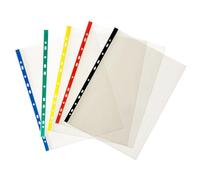 Lot de 25 pochettes perforées A4 avec bande renforcée de couleurs assorties