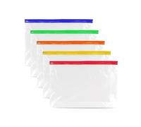 Lot de 25 pochettes zippées A4 Plus - Couleurs assorties - Pochette élégante pour ranger vos documents - Étanche - Porte-documents à fermeture éclair