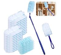 Lot de 25 recharges de plumeau pour aimant à poussière Flash - Recharges magnétiques bleues avec 1 poignée et 1 manche télescopique - Plumeau jetable pour le nettoyage, la poussière, la saleté et les