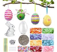 Lot de 25 œufs de Pâques en polystyrène pour enfants - Kit de bricolage - Œufs de Pâques à suspendre et à peindre - Œufs en polystyrène - Œufs en polystyrène à bricoler avec des épingles à paillettes
