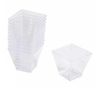 Lot de 25 Verrines Carrées en Plastique Réutilisable Mini Apéritif 6 rgent