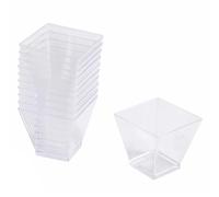 Lot de 25 Verrines Carrées en Plastique Réutilisable Mini Apéritif 6cl Or