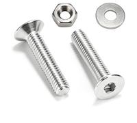 Lot de 25 vis à tête fraisée et écrous M6 x 30 mm - En acier inoxydable - Avec joint plat et écrou