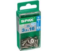 Lot de 25 vis inox tête fraisée torx SPAX, Diam.3.5 mm x L.16 mm Inox G
