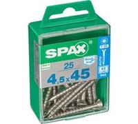 Lot de 25 vis inox tête fraisée torx SPAX, Diam.4.5 mm x L.45 mm Inox G