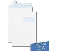 Lot de 250 enveloppes blanches c4 auto-adhésives à fenêtre