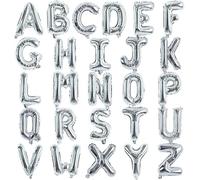 Lot de 26 ballons argentés en forme de lettres de l'alphabet de A à Z en feuille Mylar pour décoration d'anniversaire, fête prénatale, 40,6 cm