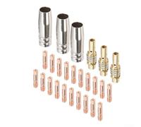 Lot de 26 consommables pour soudeur MIG compatibles avec les systèmes 15AK comprenant des embouts de 1,2 mm, 3 buses coniques, 3 diffuseurs