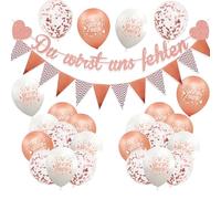 Lot de 26 décorations de fête d'adieu avec bannière en or rose « Good Luck » - Confettis - Ballons en latex pour la retraite, les collègues - Changement d'emploi