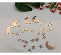 Lot de 26 décorations de gâteau en forme de lune et d'étoile pour décoration de gâteau d'anniversaire ou de fête prénatale Argenté