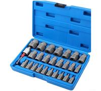 Lot de 27 extracteurs de boulons cassés - Tige hexagonale de 3/8" - Forets multi-tailles avec étui de rangement pour goujons et écrous dénudés