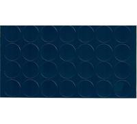 Lot de 28 caches autocollants pour trous de vis de meubles, en acrylique, durable, fin, parfaits pour étagères, camlock, confirmations, compatible Egger, bleu tyrolien